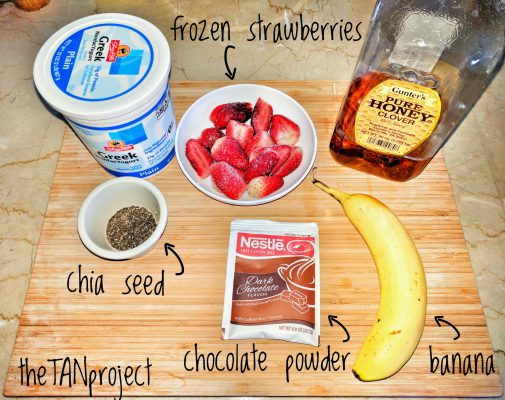 Chocolate banana strawberries smoothie